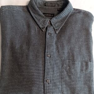 North 44 Men's Black and Gray 100% Cotton Checkered Shirt XL